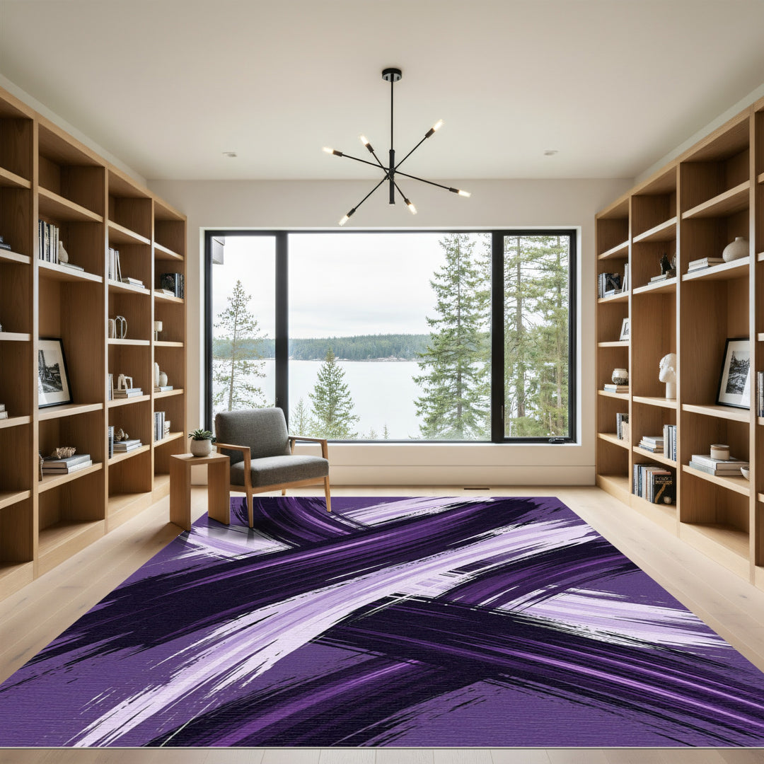 Abstract Purple Brush Stroke Rug