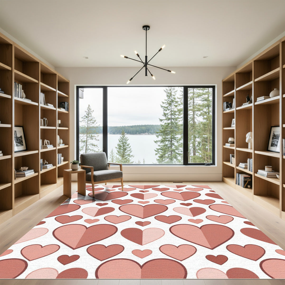 Romantic Blush Hearts Seamless Pattern Rug