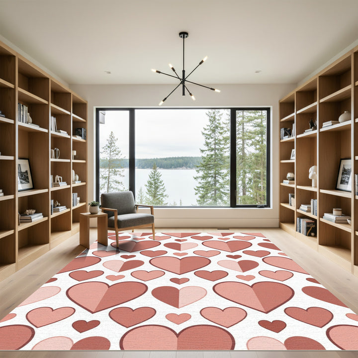 Romantic Blush Hearts Seamless Pattern Rug