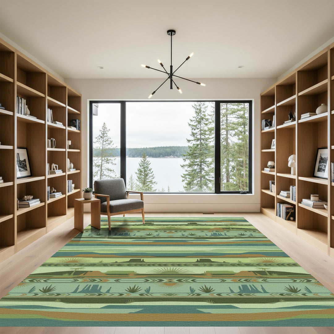 Desert Mesa Sun Landscape Stripes Rug