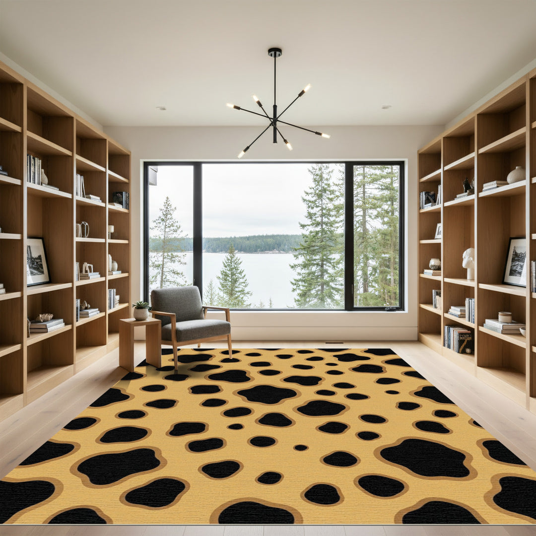 Black Spot Tan Animal hide Rug