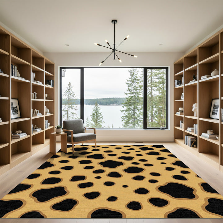 Black Spot Tan Animal hide Rug