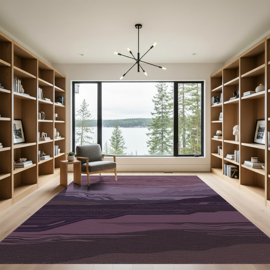 Cybernetic Plum Landscape Layers Rug