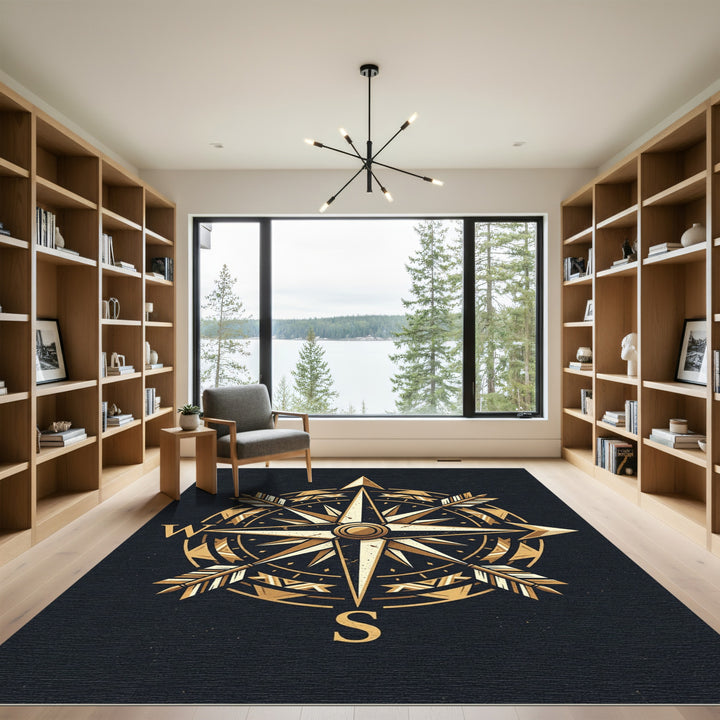 Golden Compass Arrow Nautical Rug
