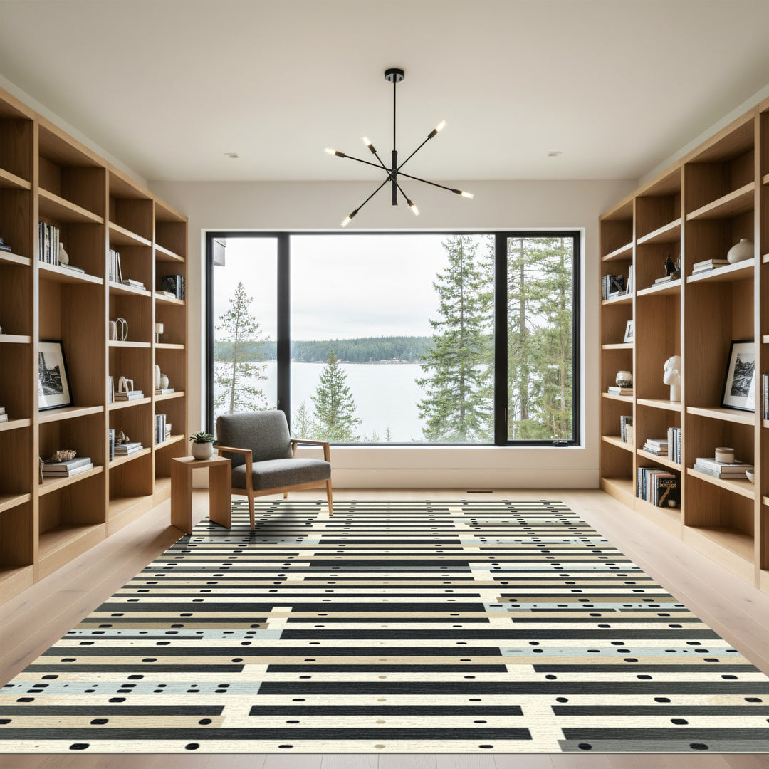Eclectic Linear Geometric Grid Rug
