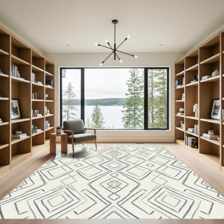 Gray Diamond Overlay Geometric Rug