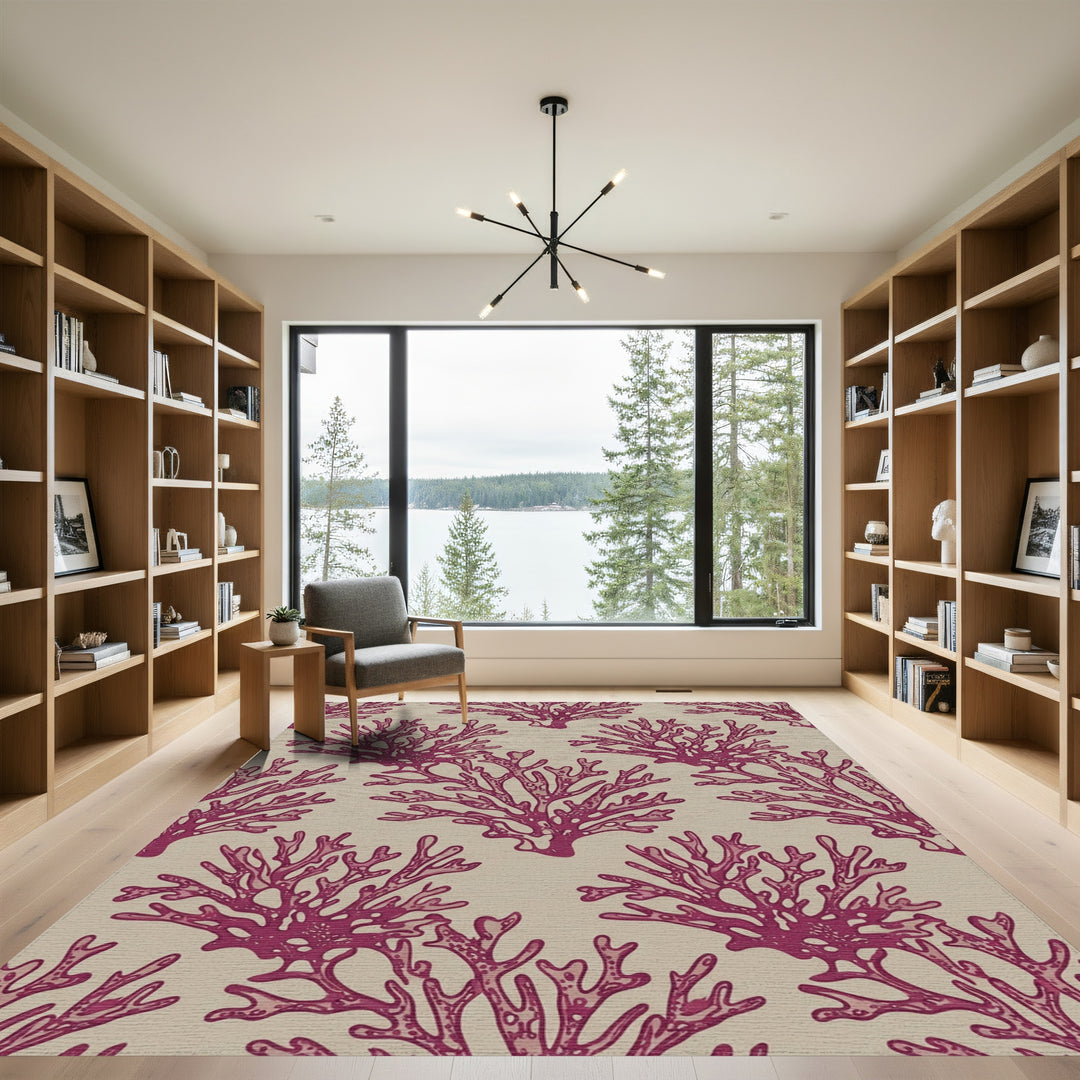 Crimson Coral Branch Repeats Rug