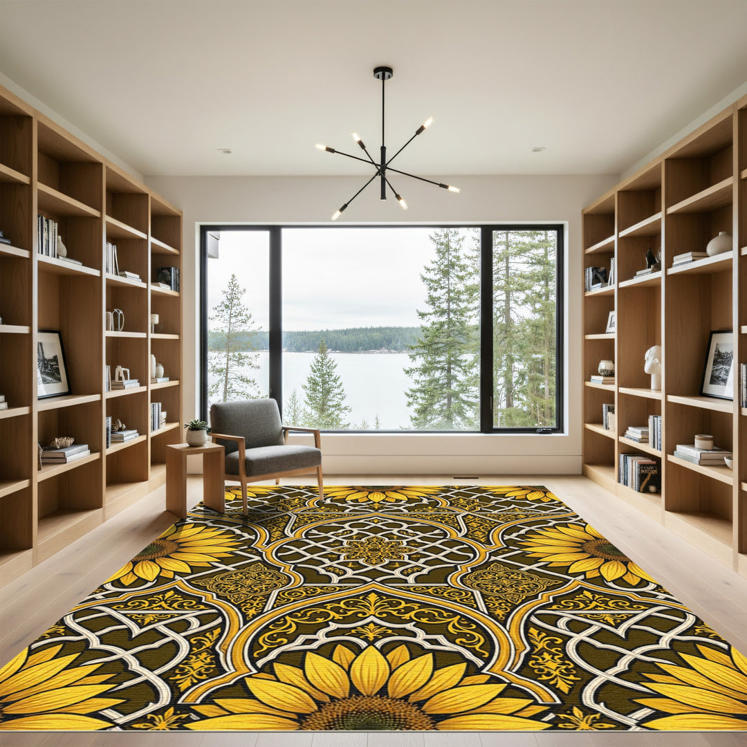Golden Sunflower Arabesque Rug