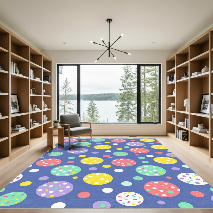 Whimsical Colorful Polka Dot Confetti Rug