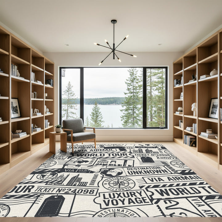 Vintage Stamp Collage World Tour Rug
