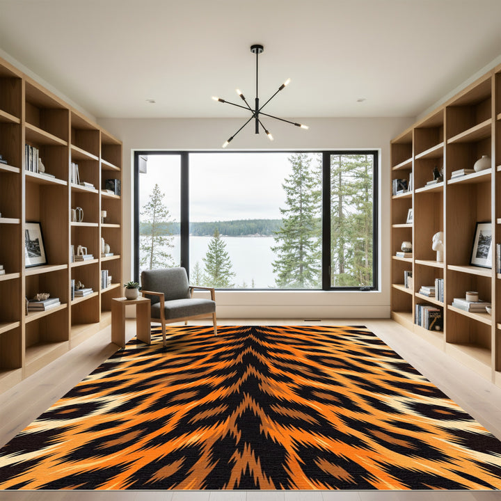 Bold Orange Leopard Fur Radiance Rug