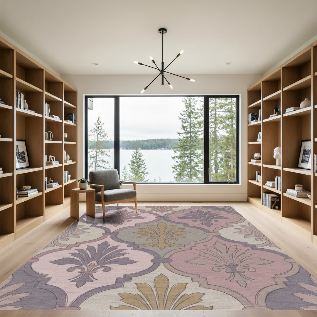 Pastel Fleur de Lis Arabesque Rug