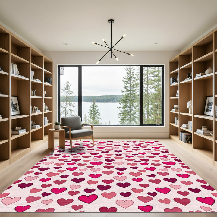 Rosy Pink Heart Scatter Rug