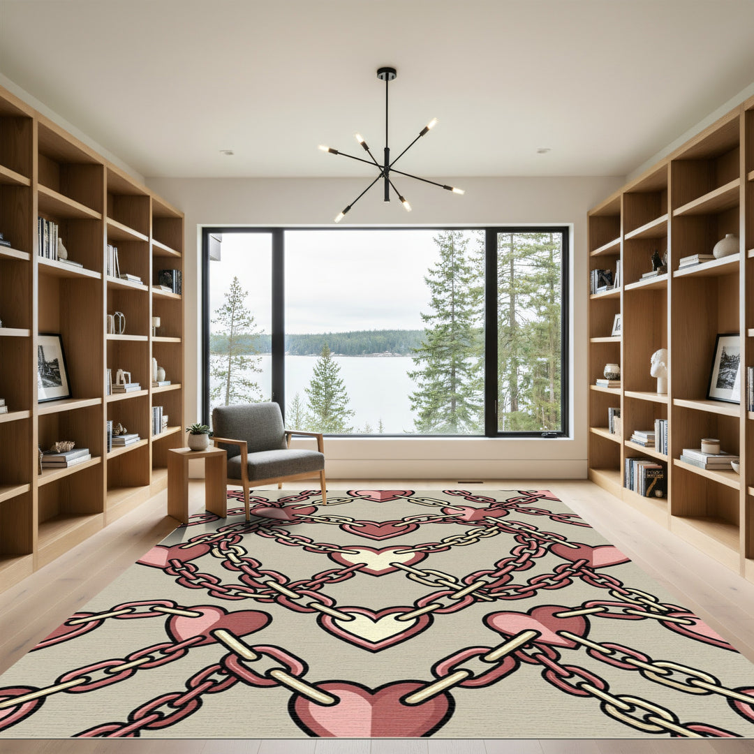 Connected Hearts Chain Overlay Rug