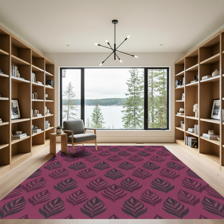 Deep Plum Leafy Vertical Repeat Rug