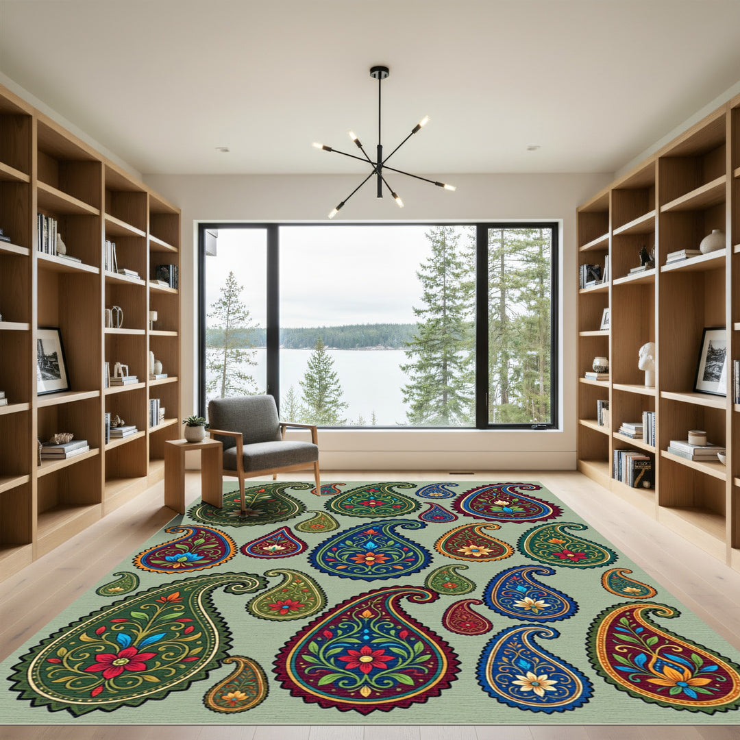 Vibrant Paisley Floral Medallion Rug
