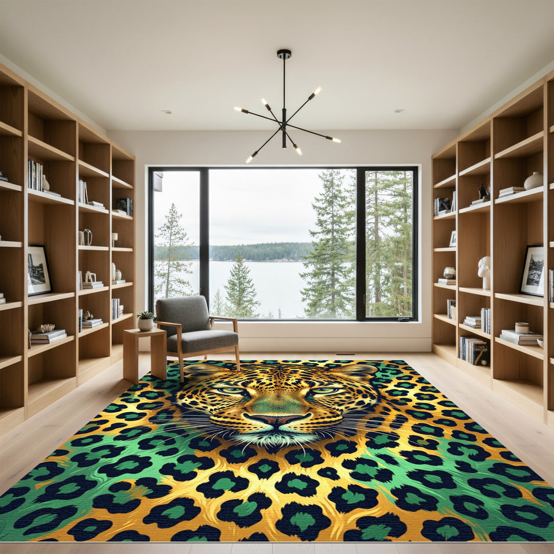 Vibrant Leopard Green Spots Rug