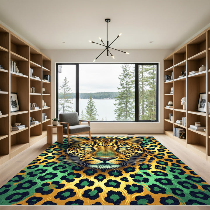 Vibrant Leopard Green Spots Rug
