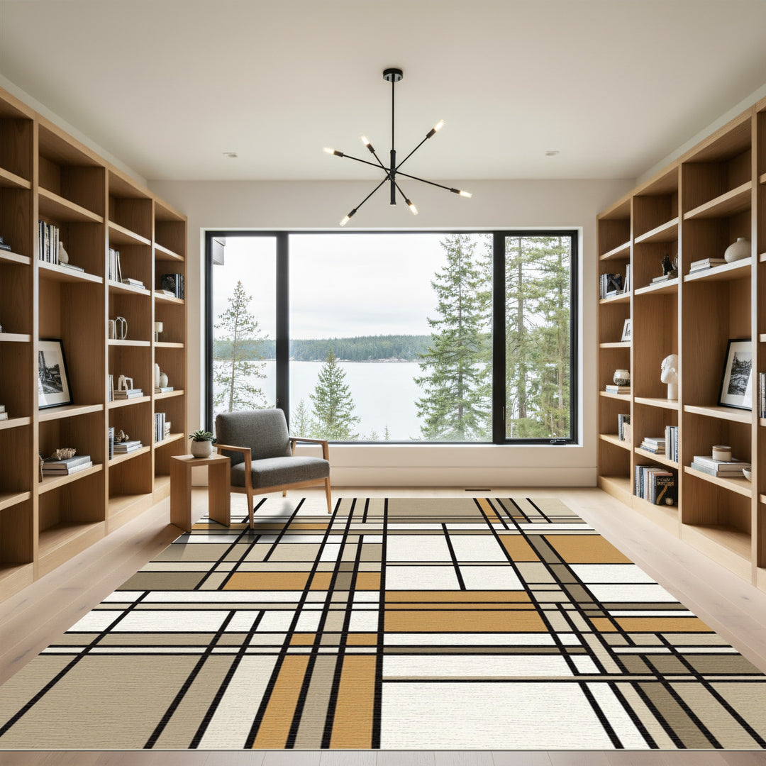 Minimalist Geometric Grid Rug