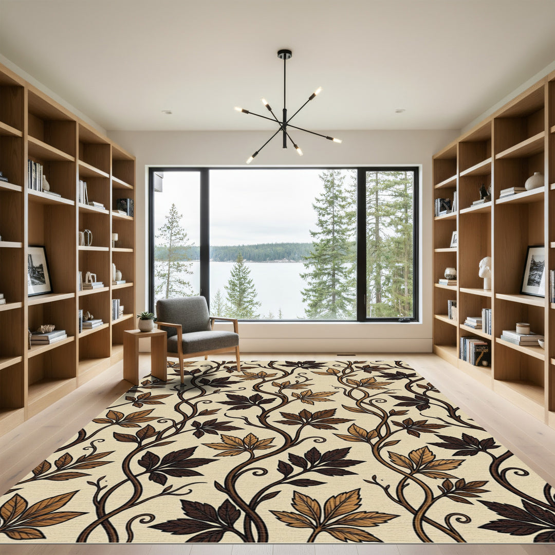 Earthy Tones Vine Leaf Repeating Rug