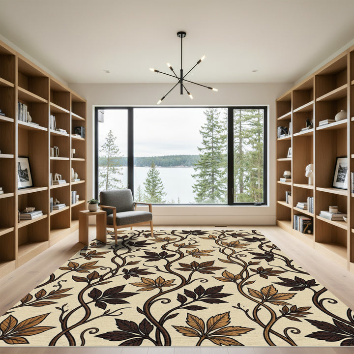 Earthy Tones Vine Leaf Repeating Rug