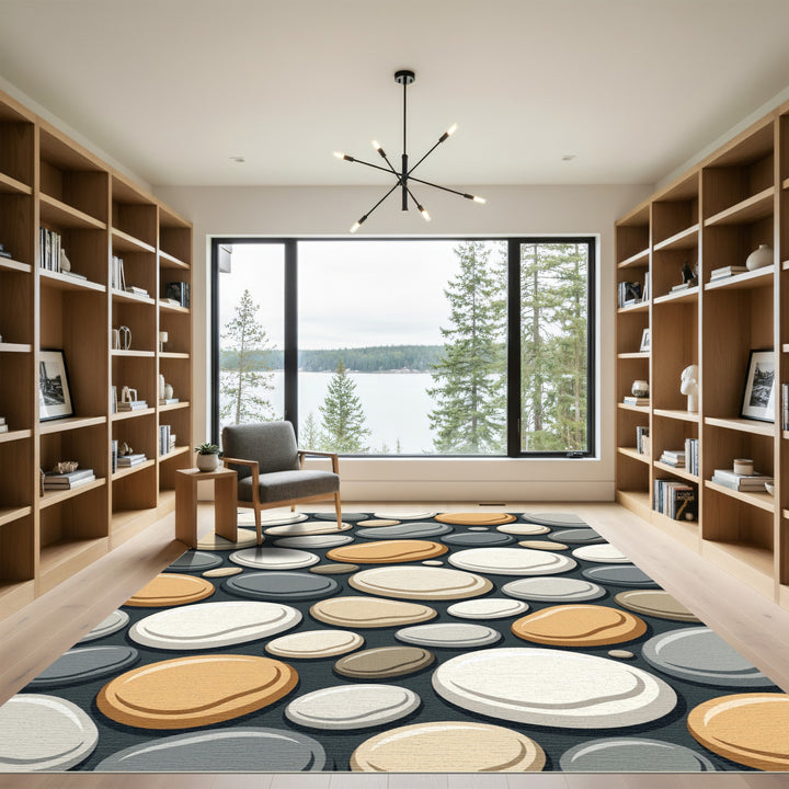 Smooth Pebble Arrangement Neutral Hues Rug
