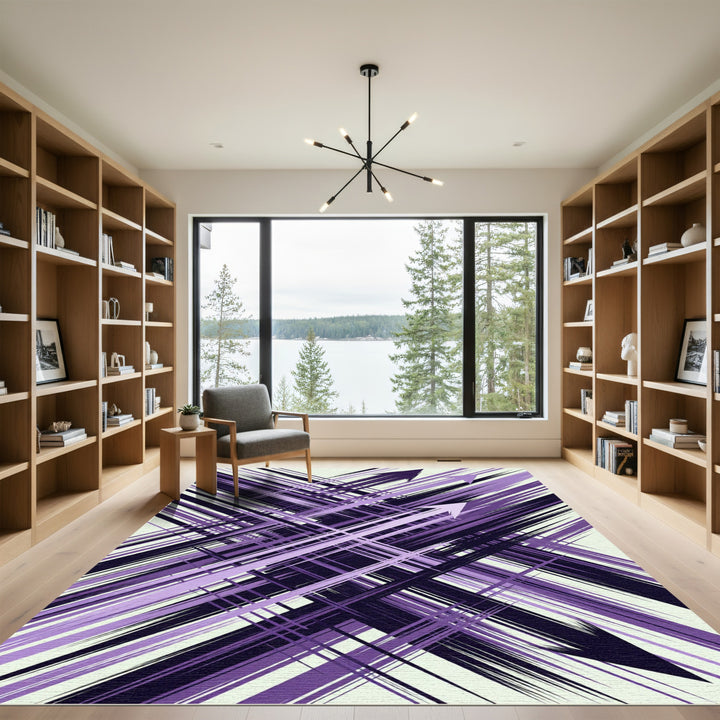 Purple Abstract Arrow Composition Rug