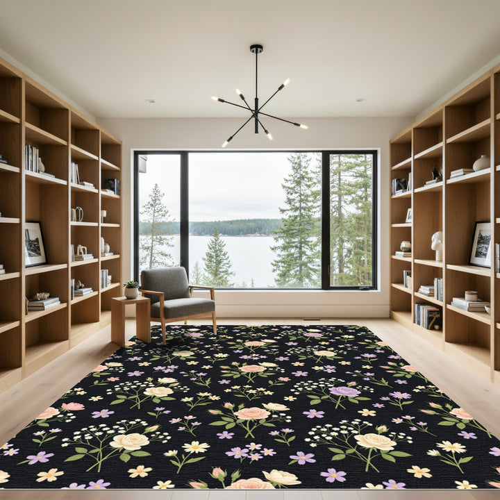 Pastel Pink Cream Lilac Floral Sprigs Rug