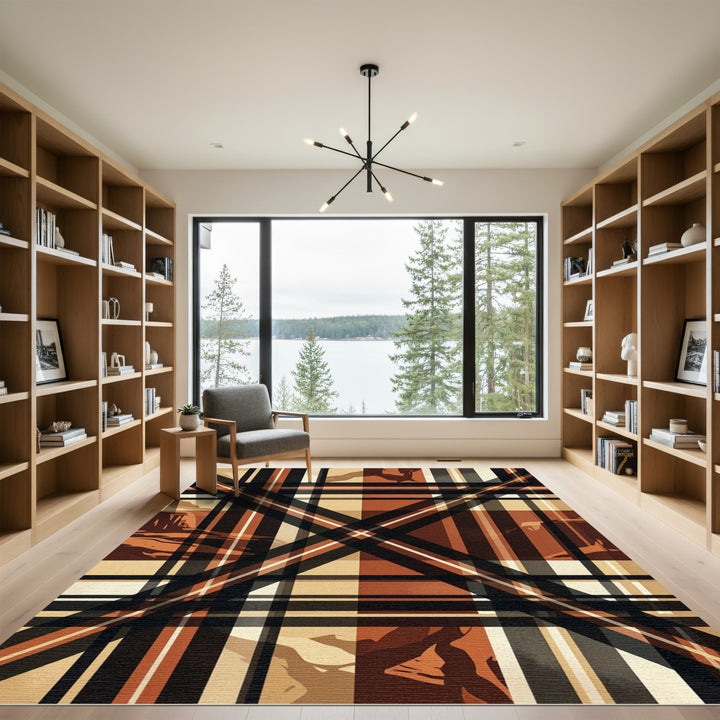Tuscan Sunset Plaid Abstract Rug