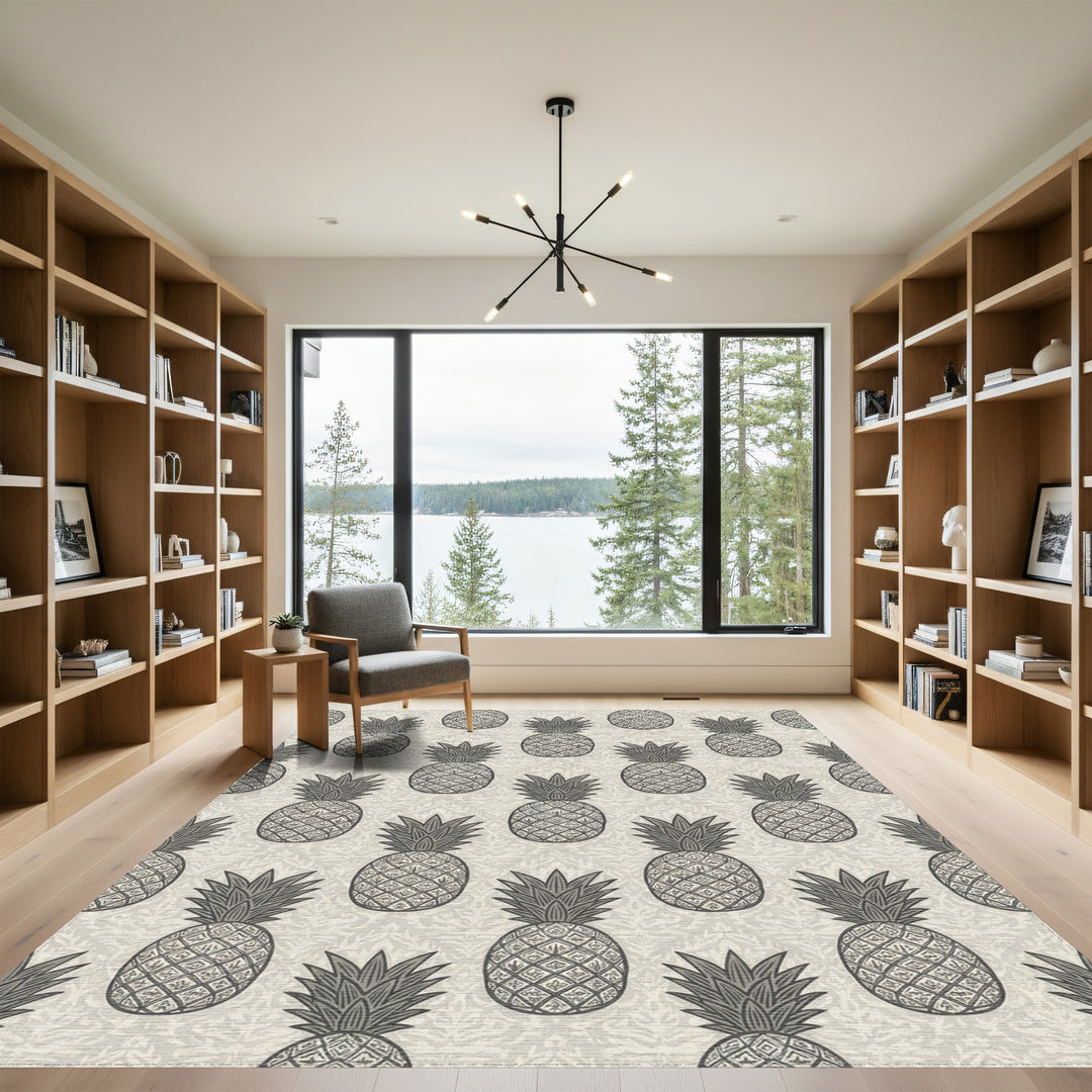 Neutral Gray Pineapple Repeat Rug
