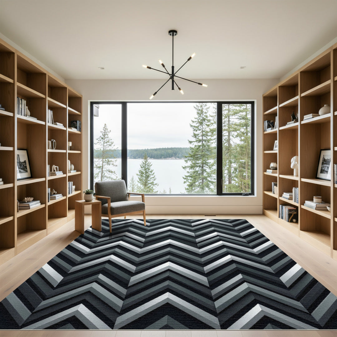 Gray Chevron Zigzag Rug