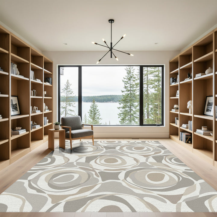 Earthy Swirl Abstract Circles Rug