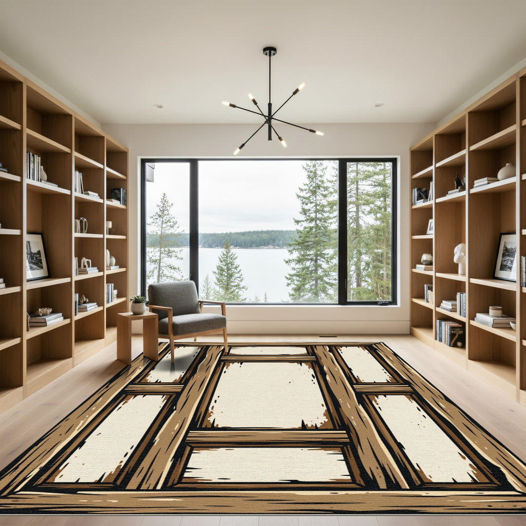 Rustic Wood Grain Paneling Rug