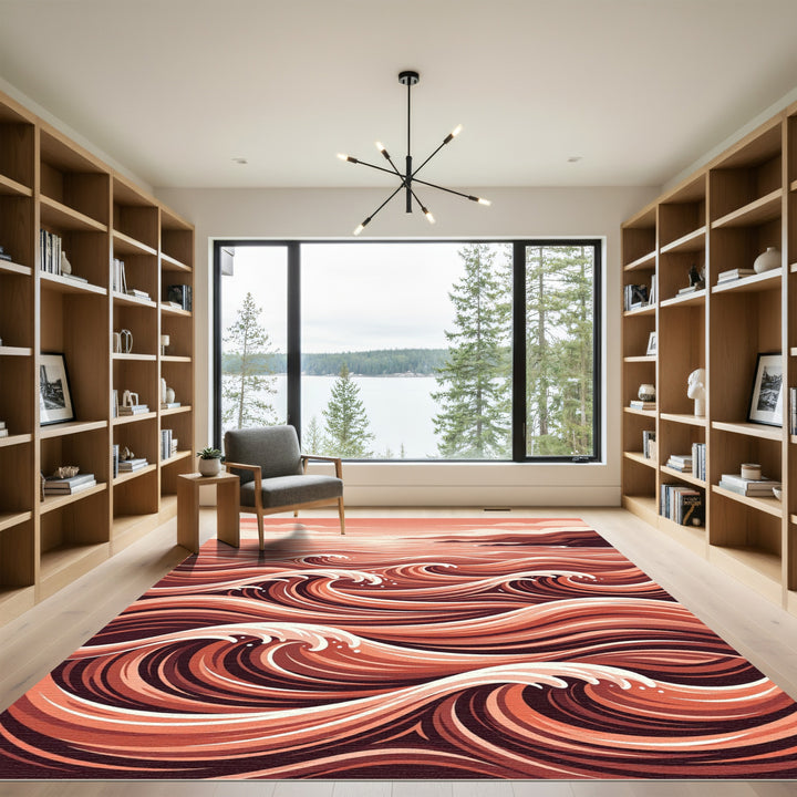 Coral Ocean Wave Composition Rug