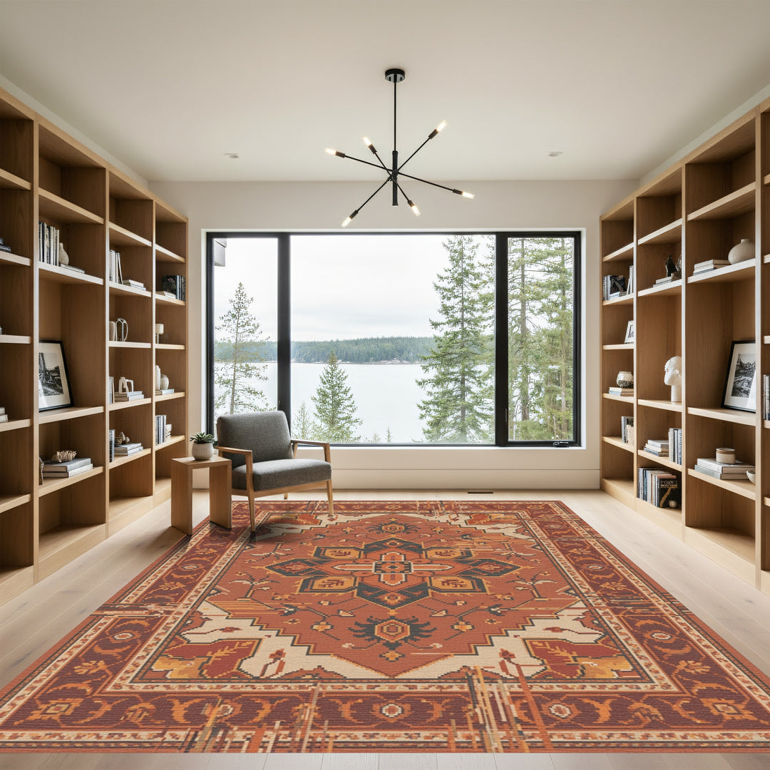 Rustic Tones Medallion Pixel Art Rug