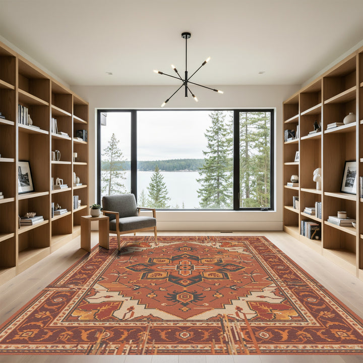 Rustic Tones Medallion Pixel Art Rug