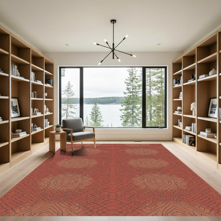 Rustic Terracotta Snake Skin Medallion Rug