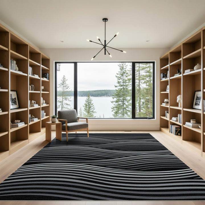 Gray Wavy Stripes Rug
