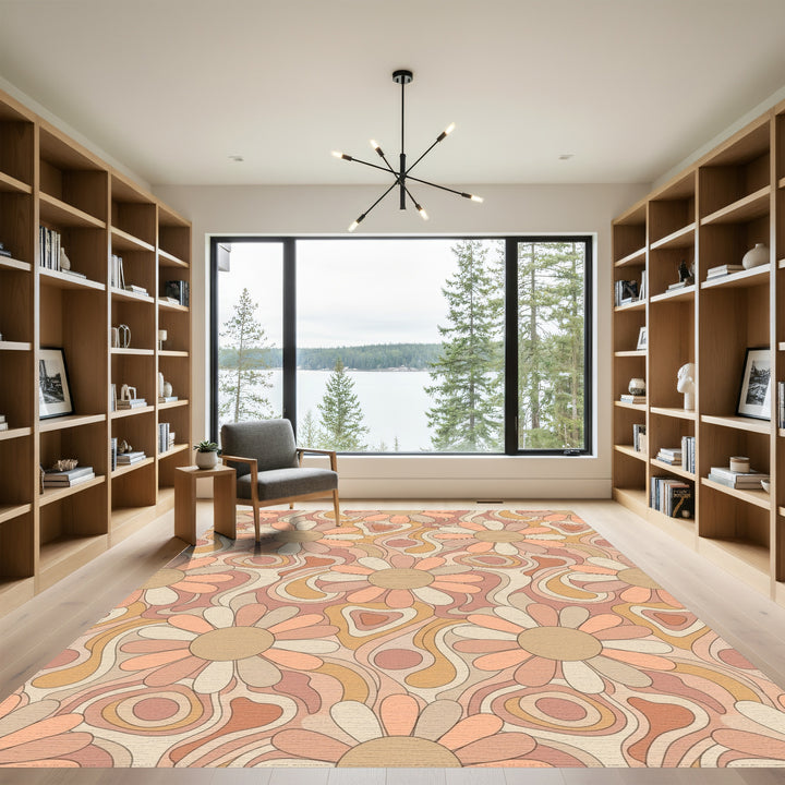 Retro Groovy Floral Swirls Rug