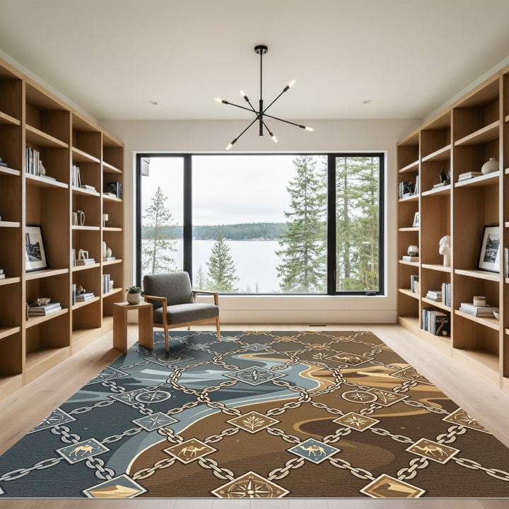 Desert Caravan Chain Compass Rug