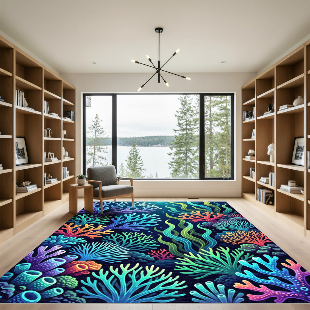 Vibrant Coral Reef Underwater Bloom Rug
