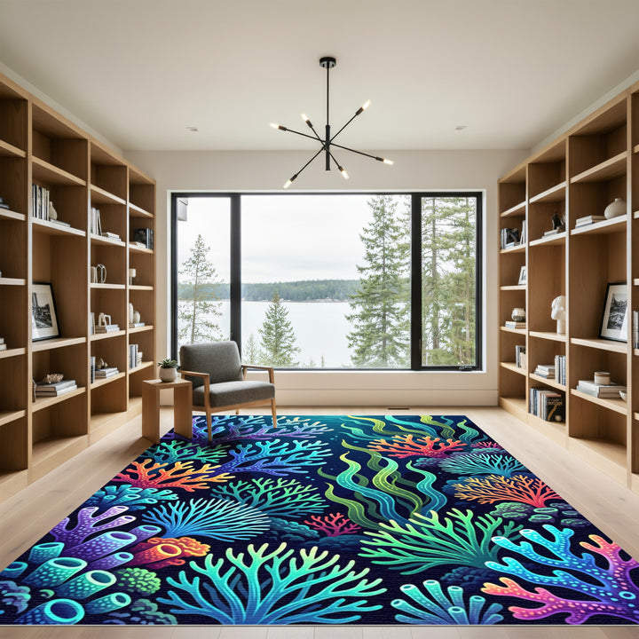 Vibrant Coral Reef Underwater Bloom Rug