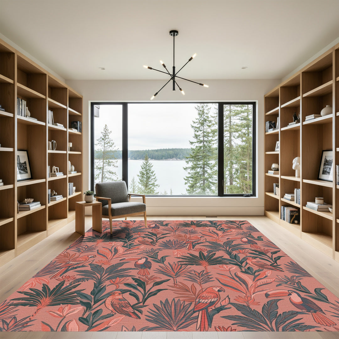 Tropical Birds and Lush Foliage Rug
