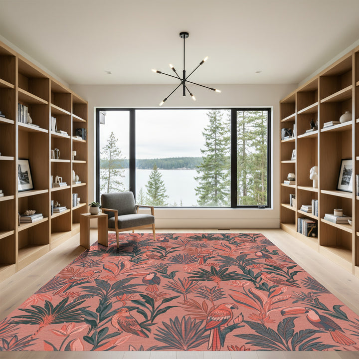 Tropical Birds and Lush Foliage Rug