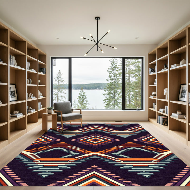 Geometric Diamond Orange Purple Staircase Rug