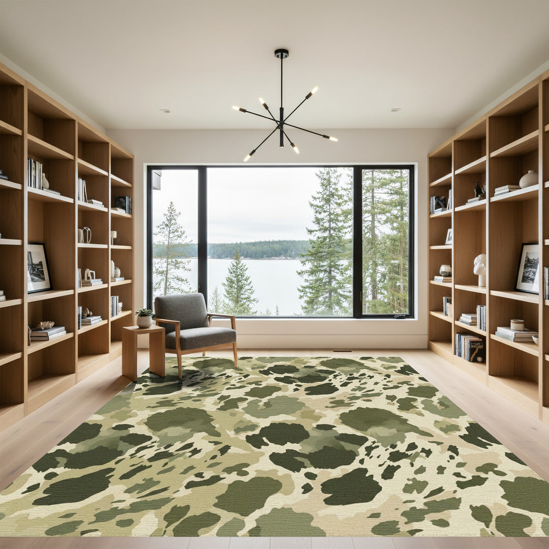 Earthy Camouflage Abstract Spots Rug