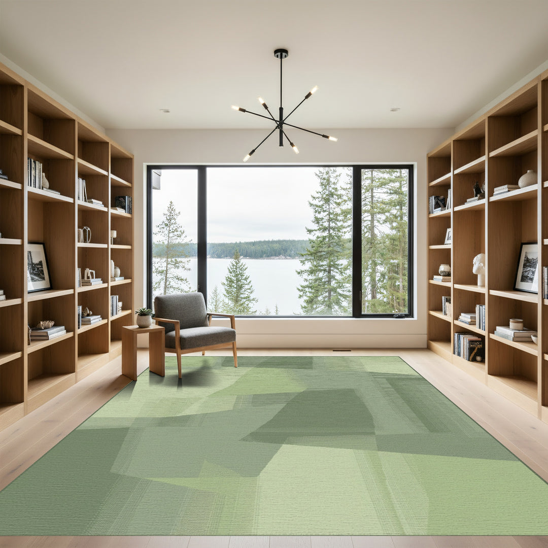 Abstract Sage Geometric Overlay Rug