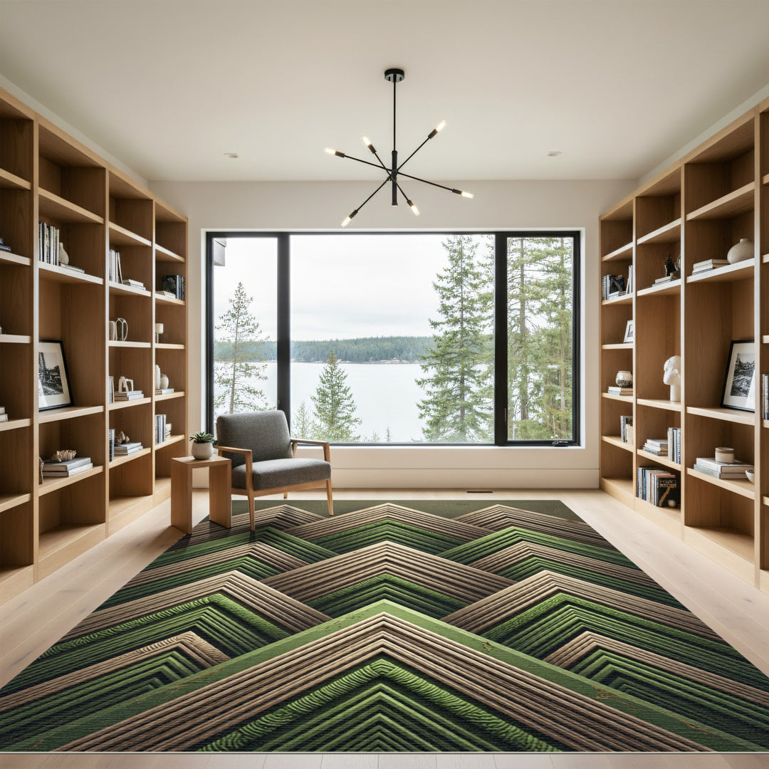 Layered Mountain Peaks Geometric Rug