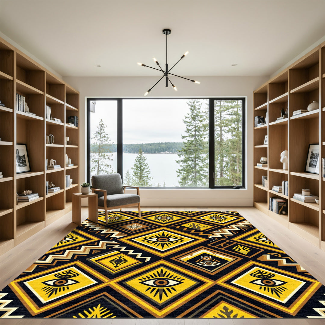 Mystic Yellow Eye Geometric Diamond Rug