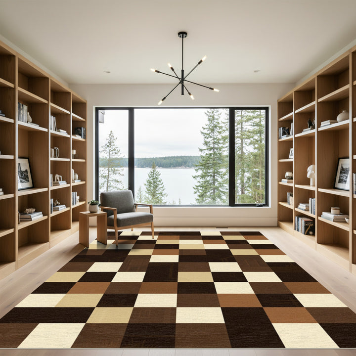 Checkerboard Farmhouse Cabin Abstract Rug